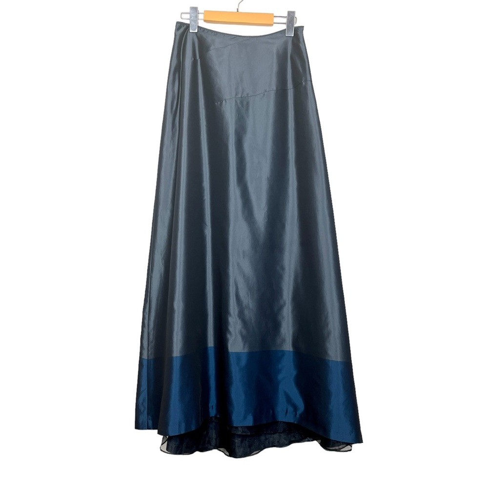 Tahari Long Formal Party Skirt Blue & Grey Sz 2